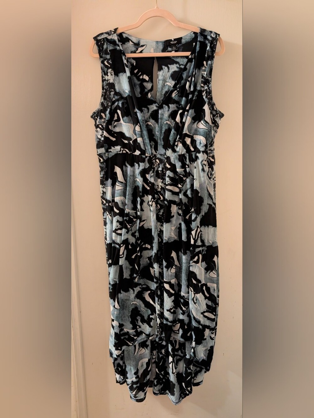 Simply Vera Wang Ink Swirl Sleeveless High Low Dress Stretchy Size XL
